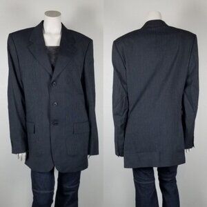 Cheap and Chic Moschino Oversized Three-Button Pinstripe Gray Blazer Size 40